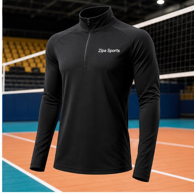 Custom volleyball quarter-zip midlayer manufactured by ZipaSports