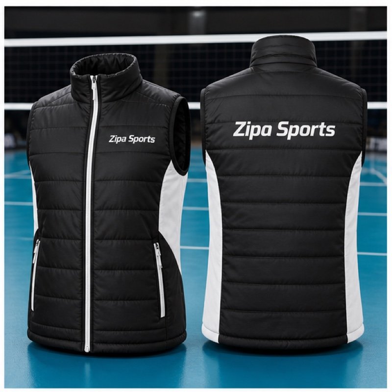 Custom volleyball team gilet manufactured by ZipaSports