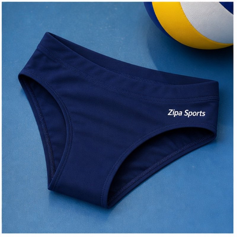 Custom women's volleyball spandex briefs with printed waistband branding manufactured by ZipaSports