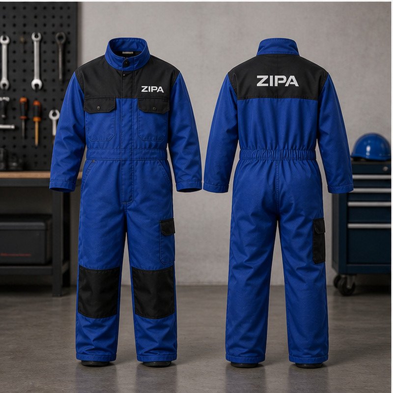 Custom youth work coveralls in junior sizes manufactured by ZipaSports