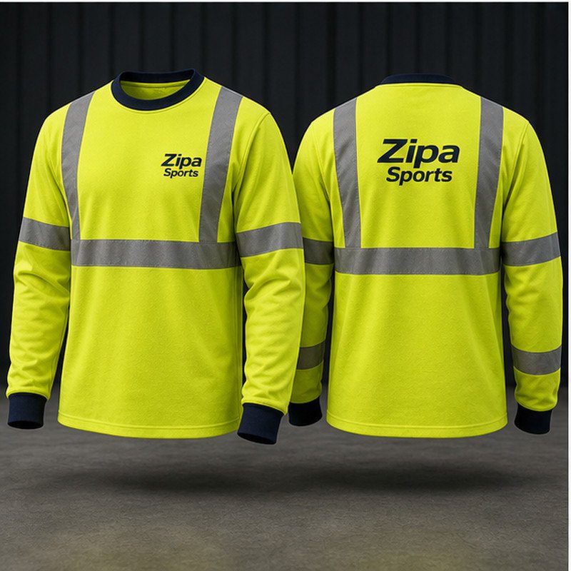 Custom hi-vis long-sleeve work t-shirt manufactured by ZipaSports