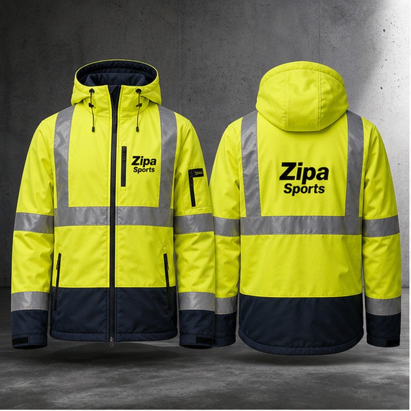 Custom hi-vis softshell work jacket manufactured by ZipaSports