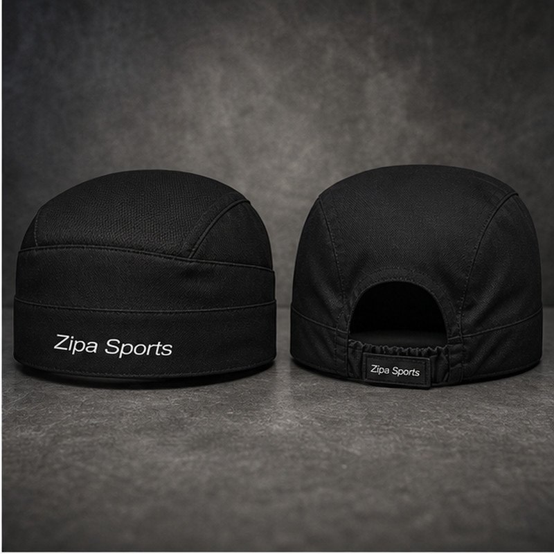 Custom chef skull caps in poly-cotton with elasticated back panel manufactured by ZipaSports