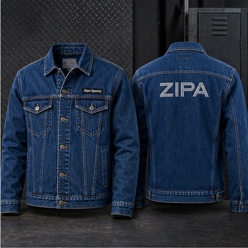 Custom denim work jacket manufactured by ZipaSports
