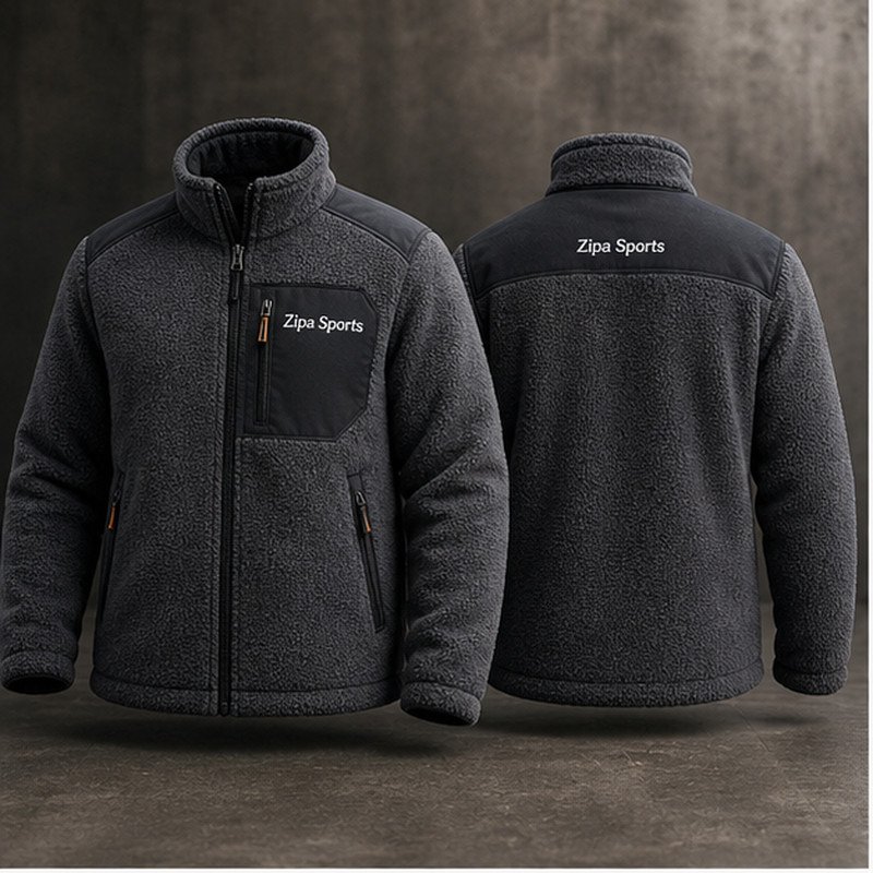 Custom grid fleece mid-layer work jacket manufactured by ZipaSports