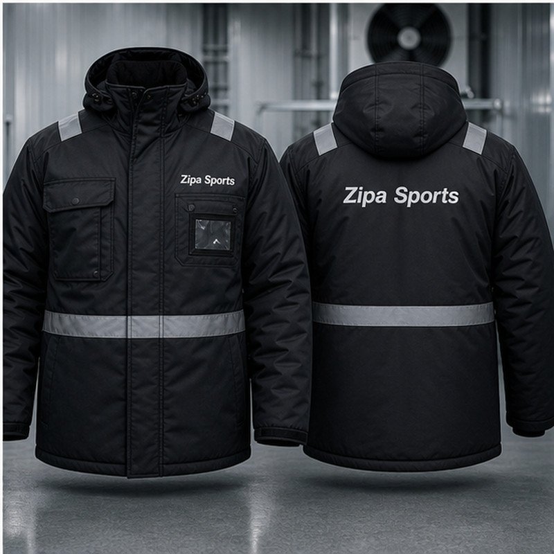 Custom insulated cold-store freezer work jacket manufactured by ZipaSports