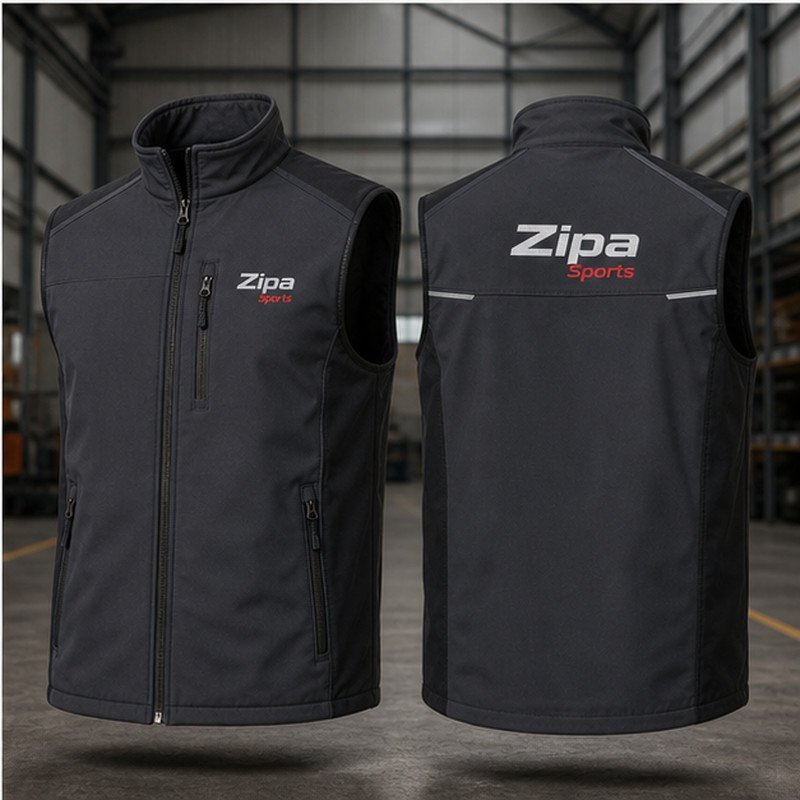 Custom softshell work gilet manufactured by ZipaSports