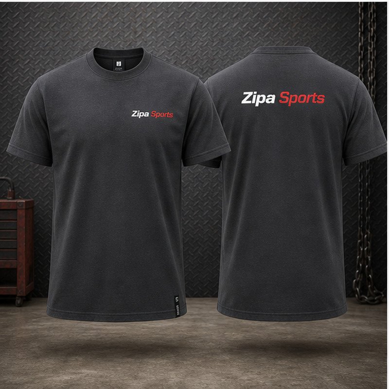 Custom heavyweight work tees in 240 GSM ring-spun cotton manufactured by ZipaSports