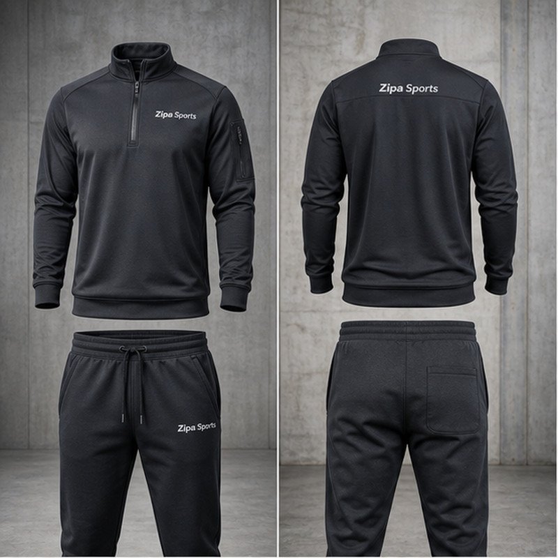 Custom quarter-zip work sweatshirts in 300 GSM fleece with cadet collar manufactured by ZipaSports