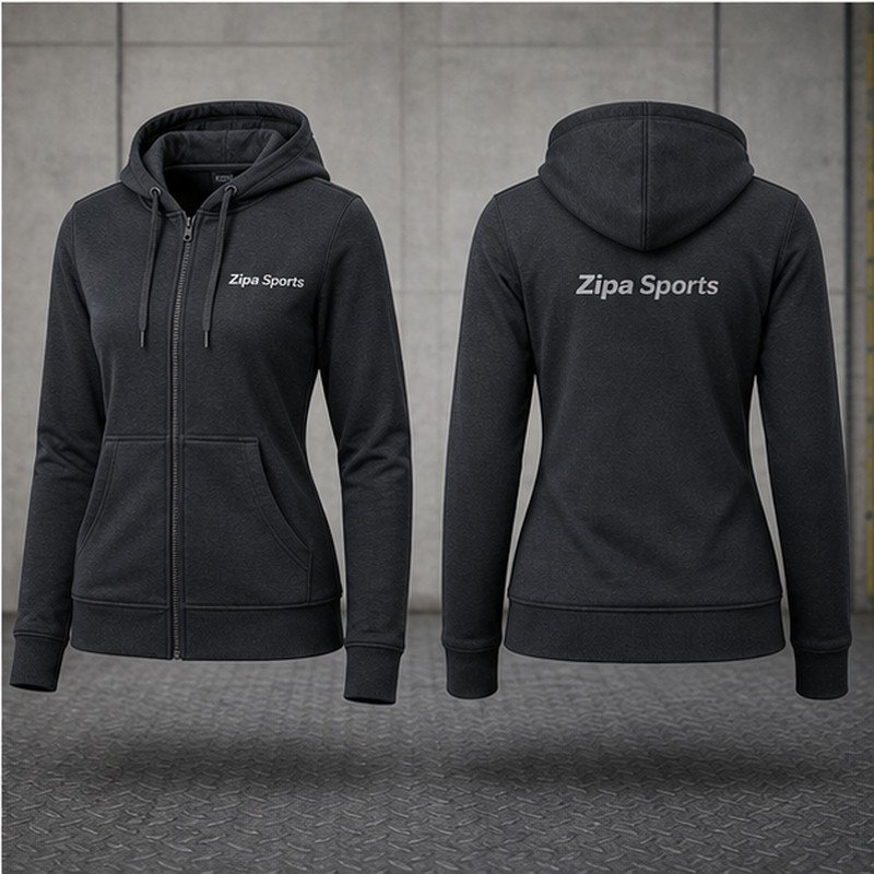 Custom women's work hoodies in 300 GSM brushed fleece manufactured by ZipaSports