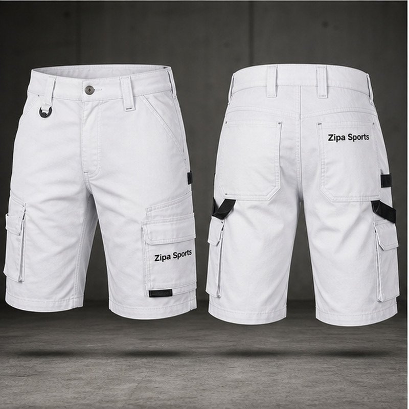 Custom white painters work trousers with brush loops manufactured by ZipaSports